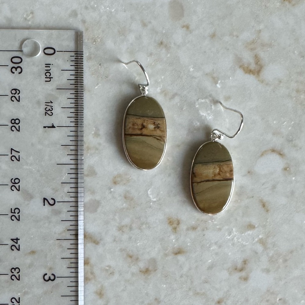 NWOT Sundance Desert Lines Earrings, Picture Jasper, Sterling Silver - Picture 6 of 6